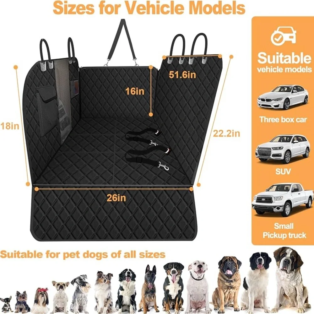 New Vinstatin Dog Car Seat Cover Premium Black